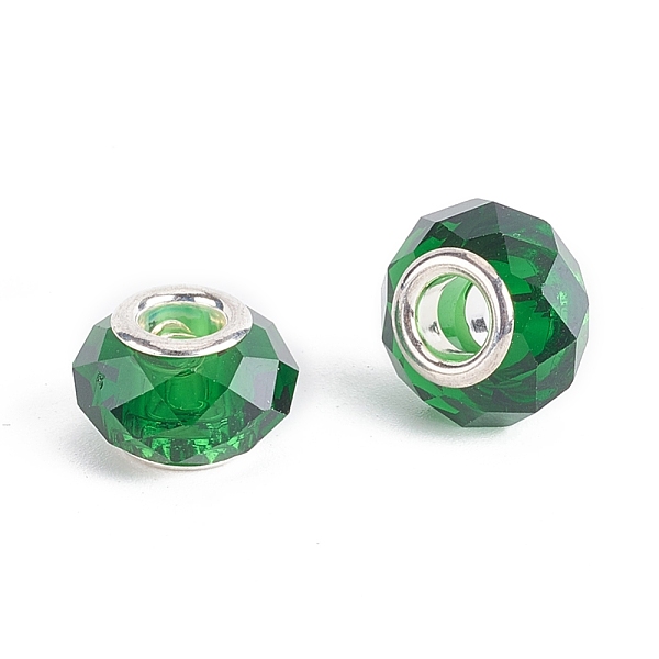 PandaHall Faceted Glass European Beads, Large Hole Beads, with Silver Tone Brass Core, Rondelle, Green, 13.5~14x8.5~9mm, Hole: 5mm...
PandaHall Faceted Glass European Beads, Large Hole Beads, with Silver Tone Brass Core, Rondelle, Green, 13.5~14x8.5~9mm, Hole: 5mm...