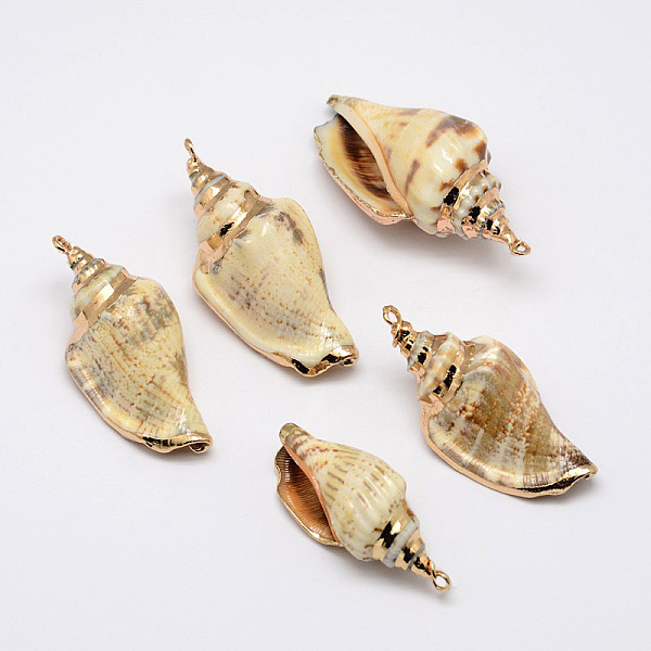 PandaHall Golden Electroplated Conch Shell Pendants, 26~52x13~23x15~17mm, Hole: 2mm Shell Shell Shape
PandaHall Golden Electroplated Conch Shell Pendants, 26~52x13~23x15~17mm, Hole: 2mm Shell Shell Shape