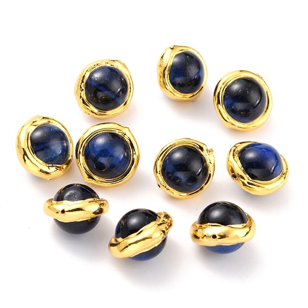 PandaHall Natural Tiger Eye Beads, with Golden Brass Edge, Dyed, Round, Blue, 15.5~17x15.5~16x12.5mm, Hole: 0.8mm Tiger Eye Round Blue
PandaHall Natural Tiger Eye Beads, with Golden Brass Edge, Dyed, Round, Blue, 15.5~17x15.5~16x12.5mm, Hole: 0.8mm Tiger Eye Round Blue