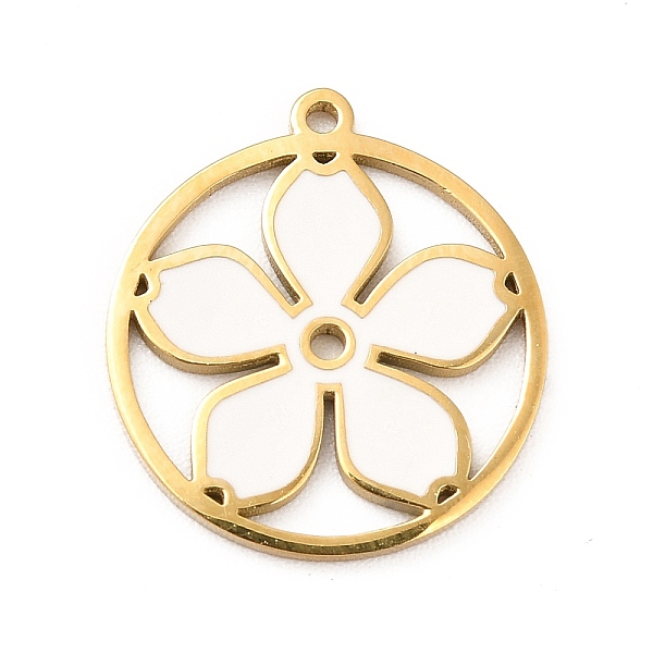 PandaHall Ion Plating(IP) 304 Stainless Steel Enamel Pendants, Flat Round with Flower Pattern, Real 14K Gold Plated, 15x14x1mm, Hole: 0.9mm..., White 
PandaHall Ion Plating(IP) 304 Stainless Steel Enamel Pendants, Flat Round with Flower Pattern, Real 14K Gold Plated, 15x14x1mm, Hole: 0.9mm..., White