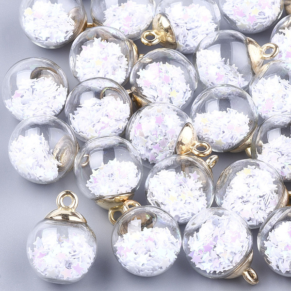 PandaHall Glass Ball Pendants, with Glitter Sequins and CCB Plastic Findings, Round with Star, White, 21x15.5~16mm, Hole: 2mm Glass Round...
PandaHall Glass Ball Pendants, with Glitter Sequins and CCB Plastic Findings, Round with Star, White, 21x15.5~16mm, Hole: 2mm Glass Round...