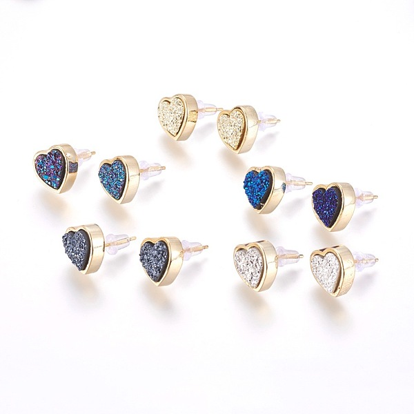 PandaHall Brass Stud Earrings, with Druzy Resin Cabochon, with Ear Nuts, Heart, Golden, Mixed Color, 11x12x4~6mm, Pin: 0.8mm Resin..., Multicolor
PandaHall Brass Stud Earrings, with Druzy Resin Cabochon, with Ear Nuts, Heart, Golden, Mixed Color, 11x12x4~6mm, Pin: 0.8mm Resin..., Multicolor