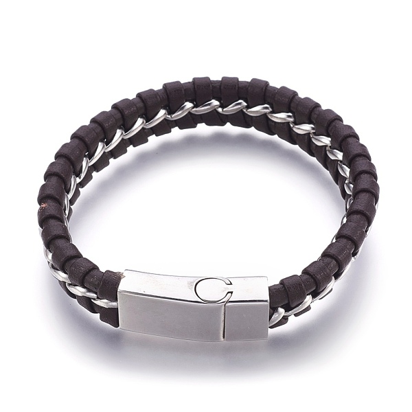 PandaHall Leather Braided Cord Bracelets, with Stainless Steel Magnetic Clasps, Coconut Brown, 8-5/8 inch(22cm), 13x7mm Leather Brown
PandaHall Leather Braided Cord Bracelets, with Stainless Steel Magnetic Clasps, Coconut Brown, 8-5/8 inch(22cm), 13x7mm Leather Brown