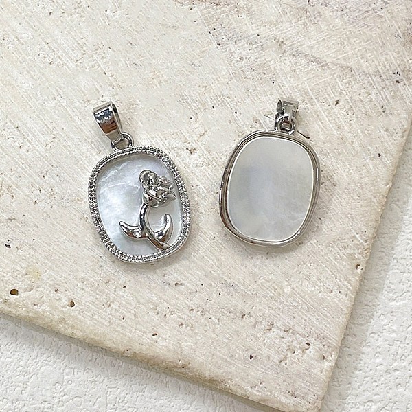 PandaHall Brass Pave White Shell Oval Pendants, Rose Charms, Platinum, 23x13mm Shell Oval
PandaHall Brass Pave White Shell Oval Pendants, Rose Charms, Platinum, 23x13mm Shell Oval