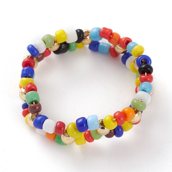 PandaHall Round Opaque Glass Seed Beaded Finger Rings, with Golden Plated Brass Beads, Colorful, US Size 14 1/4(23.2mm) Glass
PandaHall Round Opaque Glass Seed Beaded Finger Rings, with Golden Plated Brass Beads, Colorful, US Size 14 1/4(23.2mm) Glass