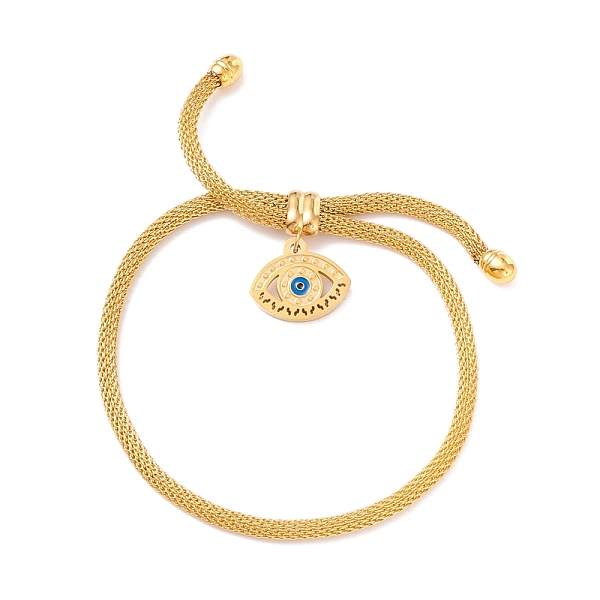 PandaHall Enamel Evil Eye Charm Slider Bracelet with Round Mesh Chain for Women, Golden, Inner Diameter: 3/8~3-1/8 inch(0.9~7.9cm) 304...
PandaHall Enamel Evil Eye Charm Slider Bracelet with Round Mesh Chain for Women, Golden, Inner Diameter: 3/8~3-1/8 inch(0.9~7.9cm) 304...