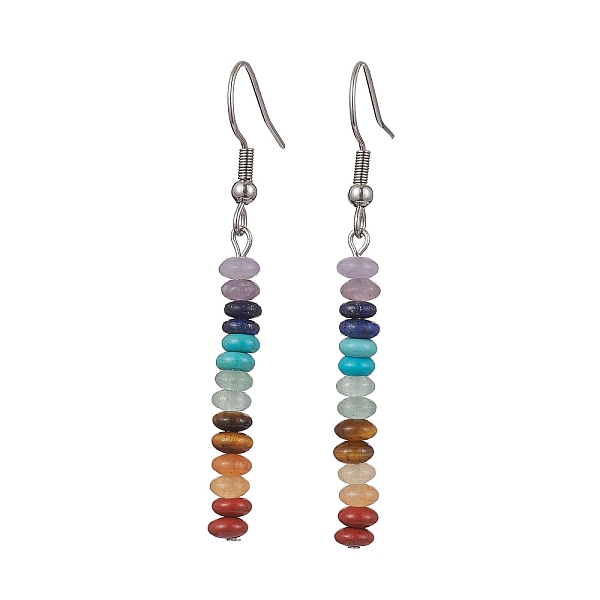 PandaHall Natural & Synthetic Mixed Gemstone Rondelle Beaded Dangle Earrings, Chakra Theme Long Drop Earrings, Stainless Steel Color...
PandaHall Natural & Synthetic Mixed Gemstone Rondelle Beaded Dangle Earrings, Chakra Theme Long Drop Earrings, Stainless Steel Color...