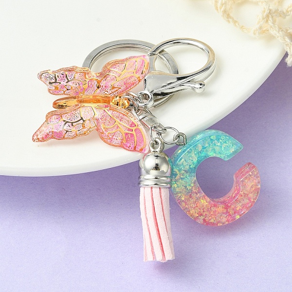 PandaHall Resin & Acrylic Keychains, with Alloy Split Key Rings and Faux Suede Tassel Pendants, Letter & Butterfly, Letter C, 8.6cm Resin...
PandaHall Resin & Acrylic Keychains, with Alloy Split Key Rings and Faux Suede Tassel Pendants, Letter & Butterfly, Letter C, 8.6cm Resin...