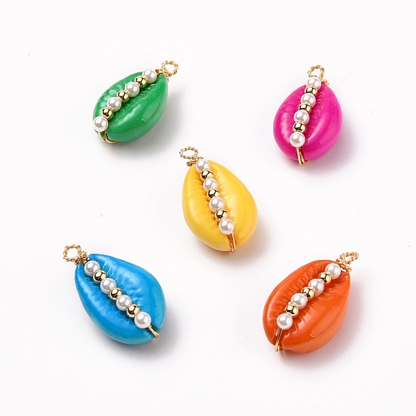 PandaHall Spray Painted Natural Cowrie Shell Pendants, with Copper Wire, Round Shell Pearl Beads and Brass Beads, Mixed Color..., Multicolor
PandaHall Spray Painted Natural Cowrie Shell Pendants, with Copper Wire, Round Shell Pearl Beads and Brass Beads, Mixed Color..., Multicolor