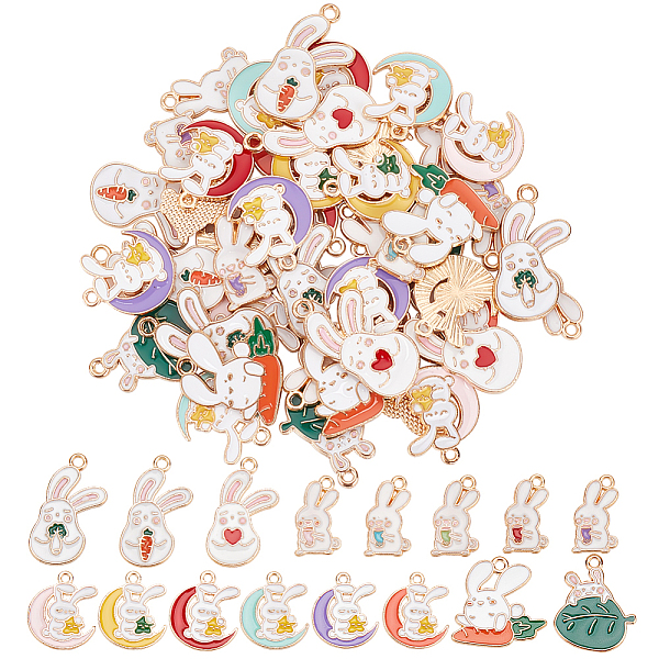 PandaHall CHGCRAFT 64Pcs 16 Style Alloy Enamel Pendants, Light Gold, Rabbit with Cabbage & Carrot & Leaf, Mixed Color, 18~25x10~20x1~1.5mm..., Multicolor
PandaHall CHGCRAFT 64Pcs 16 Style Alloy Enamel Pendants, Light Gold, Rabbit with Cabbage & Carrot & Leaf, Mixed Color, 18~25x10~20x1~1.5mm..., Multicolor