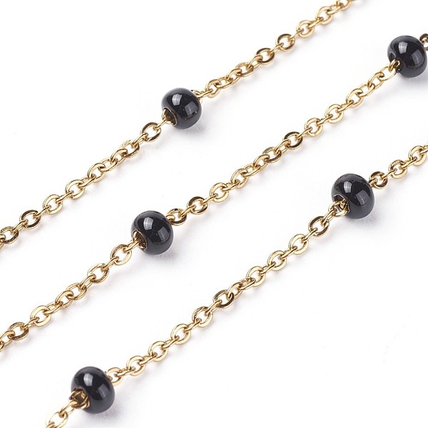 PandaHall Ion Plating(IP) 304 Stainless Steel Cable Chains, with Beads, Enamel and Spool, Soldered, Flat Oval , Black, 4.9x3.4mm, about 32.8...
PandaHall Ion Plating(IP) 304 Stainless Steel Cable Chains, with Beads, Enamel and Spool, Soldered, Flat Oval , Black, 4.9x3.4mm, about 32.8...