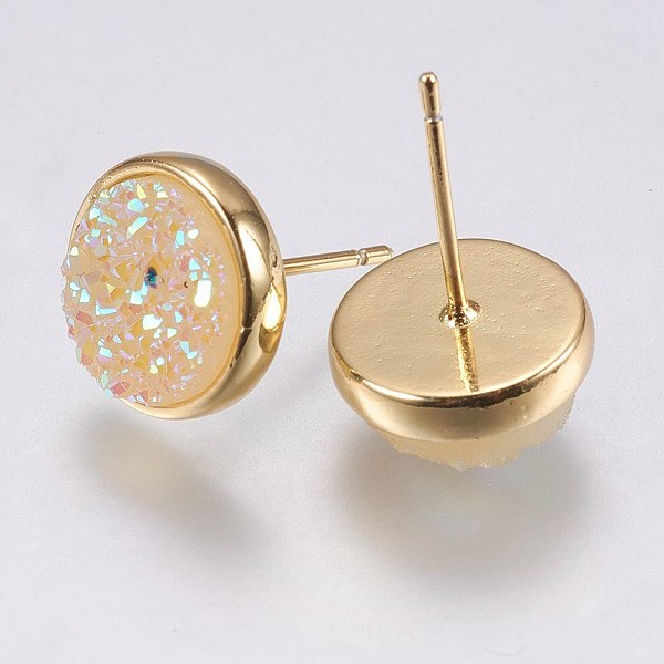 PandaHall Druzy Resin Earrings, with Brass Finding, Flat Round, Beige, 9.5x16~16.5mm, Pin: 0.8mm Resin Yellow
PandaHall Druzy Resin Earrings, with Brass Finding, Flat Round, Beige, 9.5x16~16.5mm, Pin: 0.8mm Resin Yellow