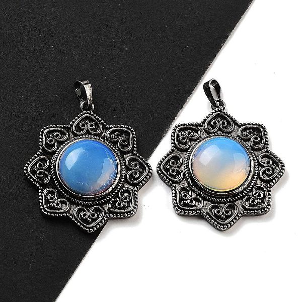 PandaHall Opalite & Brass Pendants, Antique Silver, Sun Charm, 43.5x39.5x9mm, Hole: 9.5x5.5mm Opalite Sun
PandaHall Opalite & Brass Pendants, Antique Silver, Sun Charm, 43.5x39.5x9mm, Hole: 9.5x5.5mm Opalite Sun