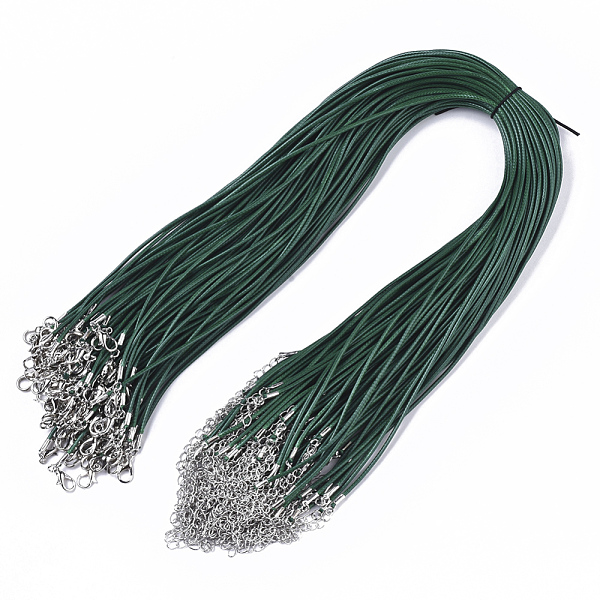 PandaHall Waxed Cotton Cord Necklace Making, with Alloy Lobster Claw Clasps and Iron End Chains, Platinum, Dark Green, 44~48cm, 1.5mm Waxed...
PandaHall Waxed Cotton Cord Necklace Making, with Alloy Lobster Claw Clasps and Iron End Chains, Platinum, Dark Green, 44~48cm, 1.5mm Waxed...