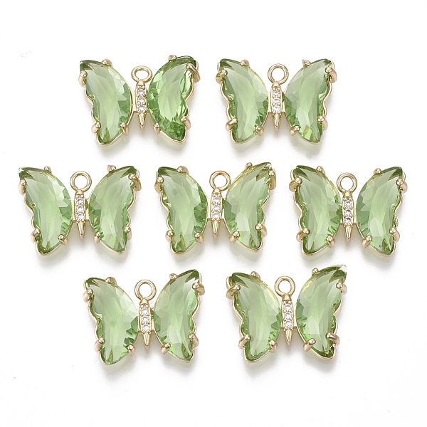 PandaHall Glass Pendants, with Micro Pave Cubic Zirconia and Brass Open Back Settings, Faceted, Butterfly, Light Gold, Light Green...
PandaHall Glass Pendants, with Micro Pave Cubic Zirconia and Brass Open Back Settings, Faceted, Butterfly, Light Gold, Light Green...