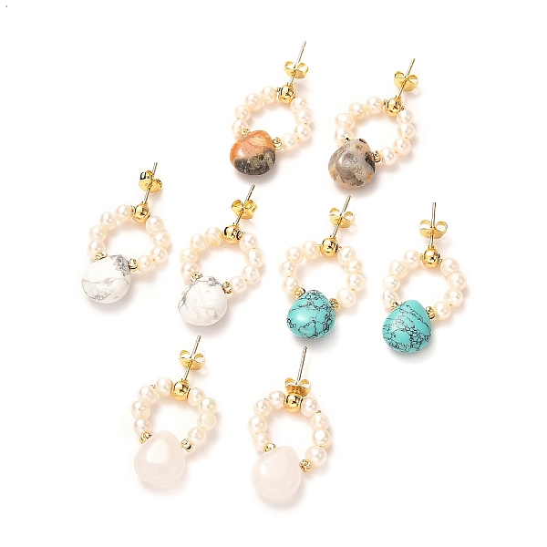PandaHall Natural & Synthetic Gemstone Bead Stud Earrings for Women, with Natural Freshwater Pearl Beads and Brass Findings, 25mm, Pin...
PandaHall Natural & Synthetic Gemstone Bead Stud Earrings for Women, with Natural Freshwater Pearl Beads and Brass Findings, 25mm, Pin...