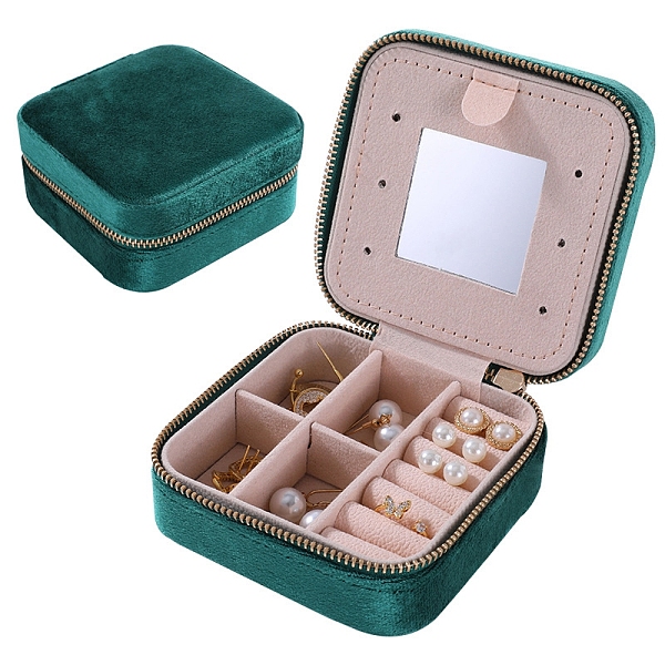 PandaHall Square Velvet Jewelry Organizer Zipper Boxes, Portable Travel Jewelry Case with Mirror Inside, for Earrings, Necklaces, Rings..., Green
PandaHall Square Velvet Jewelry Organizer Zipper Boxes, Portable Travel Jewelry Case with Mirror Inside, for Earrings, Necklaces, Rings..., Green