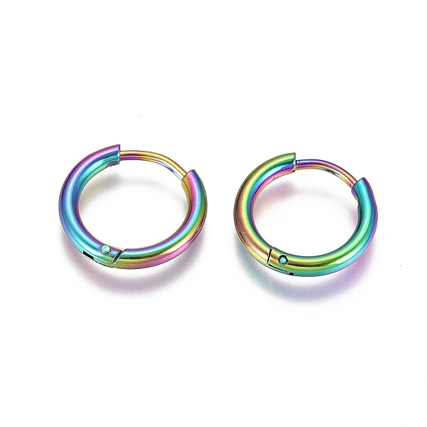 PandaHall 304 Stainless Steel Huggie Hoop Earrings, with 316 Surgical Stainless Steel Pin, Ion Plating(IP), Ring, Rainbow Color, 14x2mm, 12...
PandaHall 304 Stainless Steel Huggie Hoop Earrings, with 316 Surgical Stainless Steel Pin, Ion Plating(IP), Ring, Rainbow Color, 14x2mm, 12...