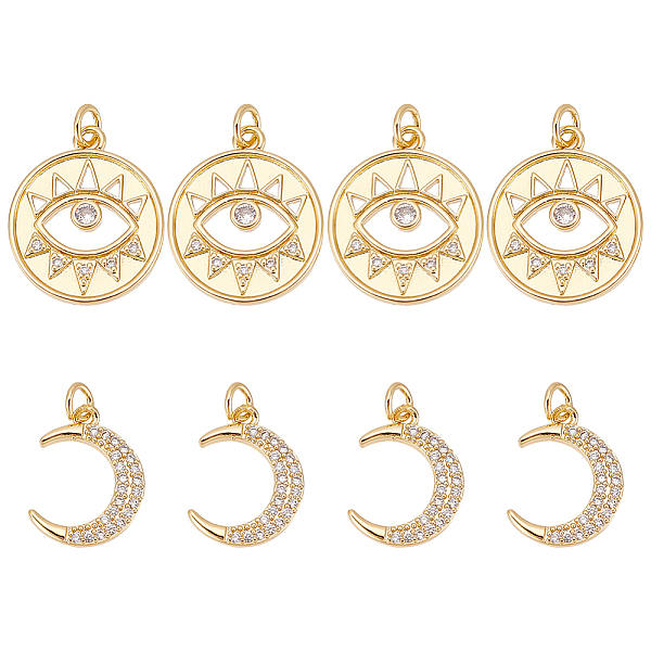 PandaHall BENECREAT 8Pcs 2 Style Rack Plating Brass Micro Pave Cubic Zirconia Pendants, Moon & Eye Charms, Long-Lasting Plated, Cadmium Free..., Clear
PandaHall BENECREAT 8Pcs 2 Style Rack Plating Brass Micro Pave Cubic Zirconia Pendants, Moon & Eye Charms, Long-Lasting Plated, Cadmium Free..., Clear