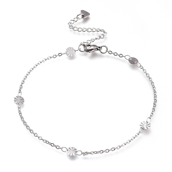 PandaHall 304 Stainless Steel Cable Chain Anklets, with Textured Flat Round Links and Lobster Claw Clasps, Stainless Steel Color, 9-1/8 inch...
PandaHall 304 Stainless Steel Cable Chain Anklets, with Textured Flat Round Links and Lobster Claw Clasps, Stainless Steel Color, 9-1/8 inch...