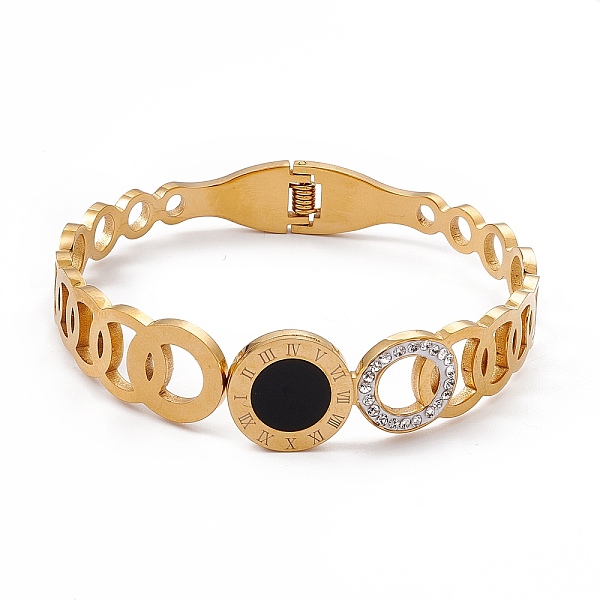 PandaHall Vacuum Plating 201 Stainless Steel Bangles, with Black Resin and Polymer Clay Crystal Rhinestone, Flat Round with Roman Numeral...
PandaHall Vacuum Plating 201 Stainless Steel Bangles, with Black Resin and Polymer Clay Crystal Rhinestone, Flat Round with Roman Numeral...