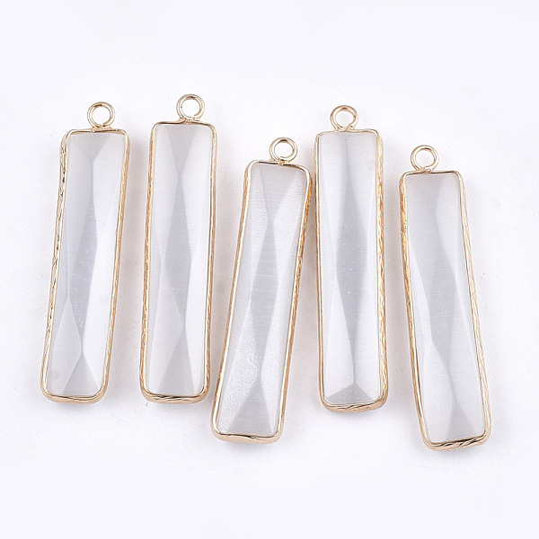 PandaHall Cat Eye Pendants, with Brass Findings, Faceted, Rectangle, Golden, WhiteSmoke, 45~46x9~11x4~5mm, Hole: 2mm Brass+Cat Eye Rectangle..., White
PandaHall Cat Eye Pendants, with Brass Findings, Faceted, Rectangle, Golden, WhiteSmoke, 45~46x9~11x4~5mm, Hole: 2mm Brass+Cat Eye Rectangle..., White