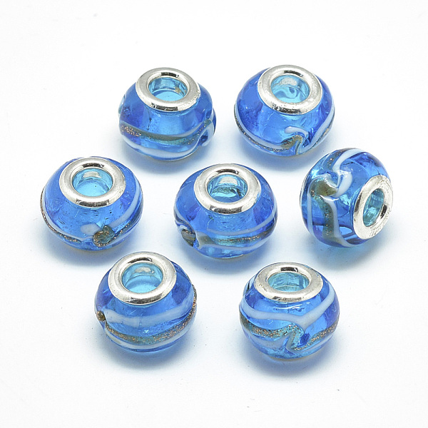 PandaHall Handmade Lampwork European Beads, with Platinum Brass Double Cores, Large Hole Beads, Rondelle, Dodger Blue, 13~15x10mm, Hole: 5mm...
PandaHall Handmade Lampwork European Beads, with Platinum Brass Double Cores, Large Hole Beads, Rondelle, Dodger Blue, 13~15x10mm, Hole: 5mm...