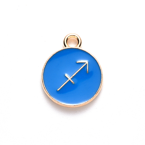 PandaHall Alloy Enamel Pendants, Cadmium Free & Lead Free, Flat Round with Constellation, Light Gold, Dodger Blue, Sagittarius, 15x12x2mm...
PandaHall Alloy Enamel Pendants, Cadmium Free & Lead Free, Flat Round with Constellation, Light Gold, Dodger Blue, Sagittarius, 15x12x2mm...