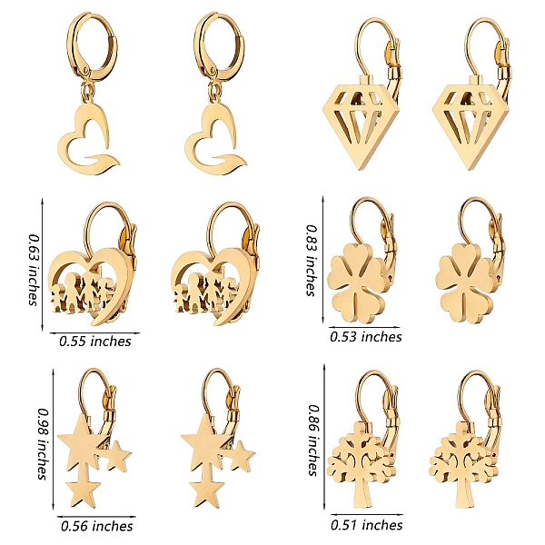 PandaHall 6 Pairs 304 Stainless Steel Leverback Earrings for Women, Dangle Hoop Earrings, Heart Tree Star Clover Earrings Set Jewelry Gift...
PandaHall 6 Pairs 304 Stainless Steel Leverback Earrings for Women, Dangle Hoop Earrings, Heart Tree Star Clover Earrings Set Jewelry Gift...