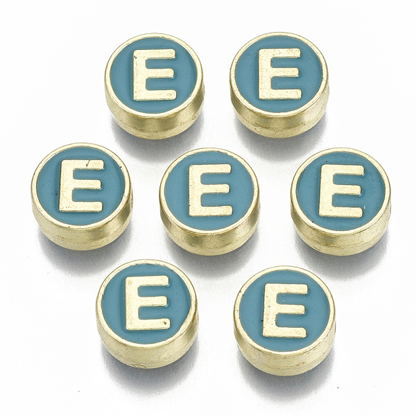 PandaHall Alloy Enamel Beads, Cadmium Free & Nickel Free & Lead Free, Flat Round with Initial Letters, Light Gold, Letter.E, 8x4mm, Hole...
PandaHall Alloy Enamel Beads, Cadmium Free & Nickel Free & Lead Free, Flat Round with Initial Letters, Light Gold, Letter.E, 8x4mm, Hole...