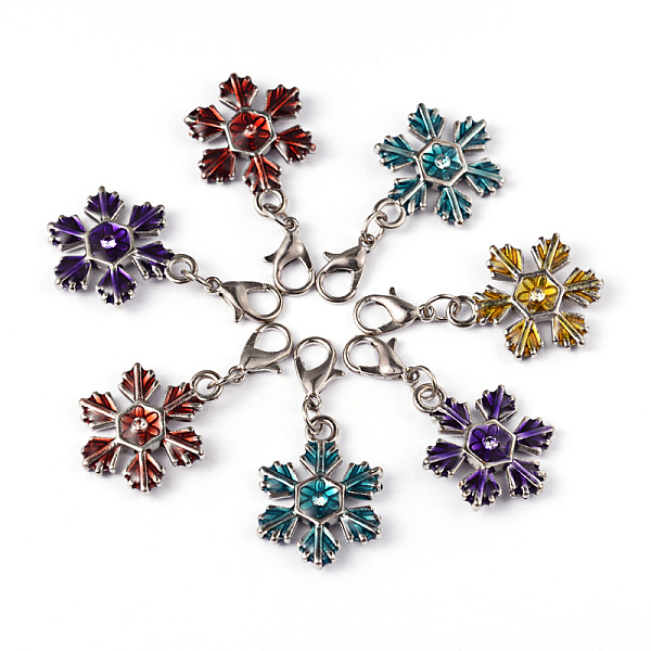 PandaHall Zinc Alloy Enamel Pendants, Cadmium Free & Lead Free, Christmas Snowflake, with Brass Lobster Claw Clasps, Platinum Color, Mixed..., Multicolor
PandaHall Zinc Alloy Enamel Pendants, Cadmium Free & Lead Free, Christmas Snowflake, with Brass Lobster Claw Clasps, Platinum Color, Mixed..., Multicolor