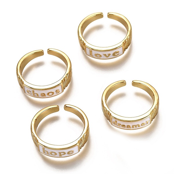 PandaHall Brass Enamel Cuff Rings, Open Rings, Word, Real 18K Gold Plated, Long-Lasting Plated, White, US Size 6, Inner Diameter: 17mm Brass...
PandaHall Brass Enamel Cuff Rings, Open Rings, Word, Real 18K Gold Plated, Long-Lasting Plated, White, US Size 6, Inner Diameter: 17mm Brass...