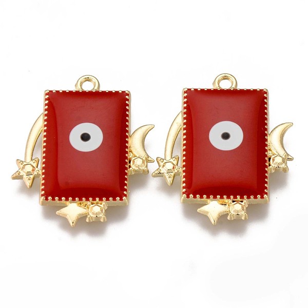 PandaHall Eco-Friendly Alloy Enamel Pendants, Cadmium Free & Nickel Free & Lead Free, Rectangle with Evil Eye, Light Gold, Red, 28x23x2.5mm...
PandaHall Eco-Friendly Alloy Enamel Pendants, Cadmium Free & Nickel Free & Lead Free, Rectangle with Evil Eye, Light Gold, Red, 28x23x2.5mm...