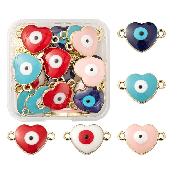 PandaHall 25Pcs 5 Colors Light Gold Alloy Links Connectors, with Enamel, Heart with Evil Eye, Mixed Color, 13.5x20.5x4.5mm, Hole: 1.8mm..., Multicolor
PandaHall 25Pcs 5 Colors Light Gold Alloy Links Connectors, with Enamel, Heart with Evil Eye, Mixed Color, 13.5x20.5x4.5mm, Hole: 1.8mm..., Multicolor