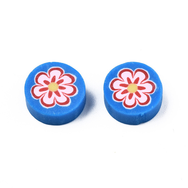 PandaHall Handmade Polymer Clay Beads, Flat Round with Flower, Dodger Blue, 9~10x4~4.5mm, Hole: 1.2~1.8mm Polymer Clay Flat Round
PandaHall Handmade Polymer Clay Beads, Flat Round with Flower, Dodger Blue, 9~10x4~4.5mm, Hole: 1.2~1.8mm Polymer Clay Flat Round