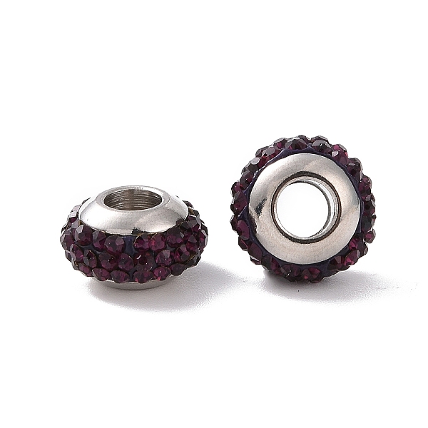 PandaHall Rondelle 304 Stainless Steel Polymer Clay Rhinestone European Beads, with Double Side Platinum Color Core, Stainless Steel Color..., Purple
PandaHall Rondelle 304 Stainless Steel Polymer Clay Rhinestone European Beads, with Double Side Platinum Color Core, Stainless Steel Color..., Purple