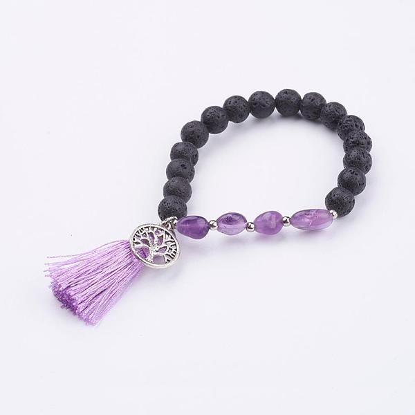 PandaHall Tassel Charm Bracelets, with Alloy Findings, Natural Lava Rock and Amethyst Beads, Round & Nuggets & Ring with Tree of Life, 2-1/8..., Multicolor
PandaHall Tassel Charm Bracelets, with Alloy Findings, Natural Lava Rock and Amethyst Beads, Round & Nuggets & Ring with Tree of Life, 2-1/8..., Multicolor