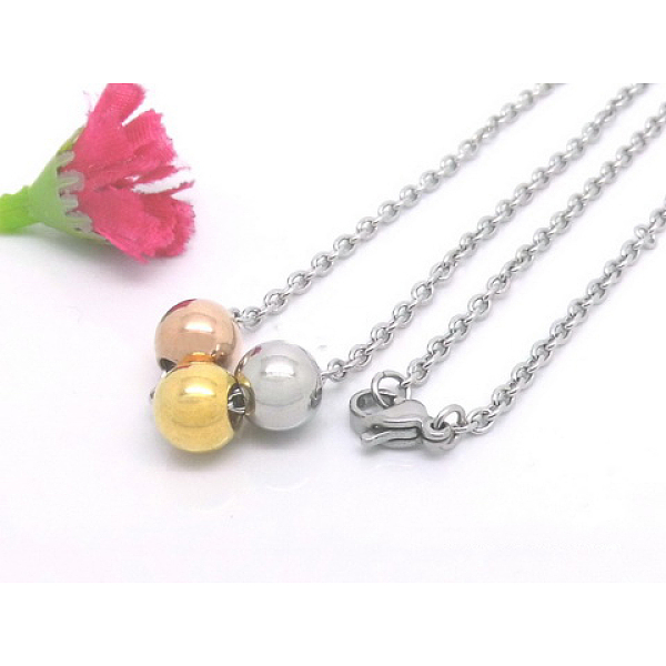 PandaHall Three-color 304 Stainless Steel Round Ball Necklaces, with Cable Chain and Lobster Claw Clasps, 19.69 inch(50cm), 8mm 304...
PandaHall Three-color 304 Stainless Steel Round Ball Necklaces, with Cable Chain and Lobster Claw Clasps, 19.69 inch(50cm), 8mm 304...