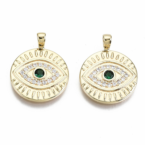 PandaHall Brass Micro Pave Clear & Green Cubic Zirconia Pendants, Nickel Free, Flat Round with Eye, Real 18K Gold Plated, 21.5x17x2mm, Hole...
PandaHall Brass Micro Pave Clear & Green Cubic Zirconia Pendants, Nickel Free, Flat Round with Eye, Real 18K Gold Plated, 21.5x17x2mm, Hole...