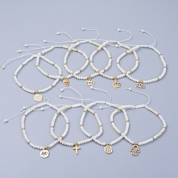 PandaHall Electroplate Glass Braided Beads Bracelets, with Brass Findings and Nylon Thread, Mixed Shapes, Golden, 2-1/4 inch~3-3/8 inch..., White
PandaHall Electroplate Glass Braided Beads Bracelets, with Brass Findings and Nylon Thread, Mixed Shapes, Golden, 2-1/4 inch~3-3/8 inch..., White