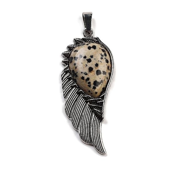PandaHall Natural Dalmatian Jasper Big Pendants, Wing Charms with Alloy Findings, Antique Silver, 56.5~57x22.5~23x7~8mm, Hole: 4x8.5mm...
PandaHall Natural Dalmatian Jasper Big Pendants, Wing Charms with Alloy Findings, Antique Silver, 56.5~57x22.5~23x7~8mm, Hole: 4x8.5mm...