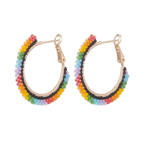 PandaHall Japanese Seed Braided Beaded Hoop Earrings, Light Gold Brass Wire Wrap Jewelry for Women, Colorful, 35x33x2mm, Pin: 0.7mm Glass...
PandaHall Japanese Seed Braided Beaded Hoop Earrings, Light Gold Brass Wire Wrap Jewelry for Women, Colorful, 35x33x2mm, Pin: 0.7mm Glass...