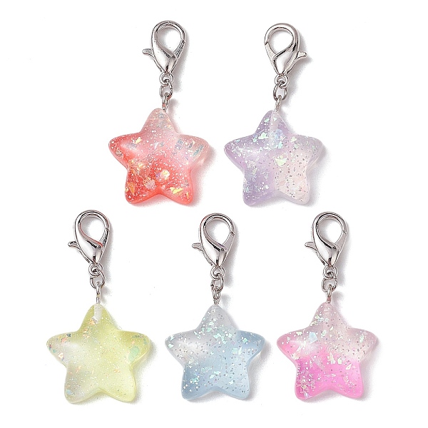 PandaHall Resin Pendant Decorations, with Zinc Alloy Lobster Claw Clasps, Star, Mixed Color, 42mm Resin Star Multicolor
PandaHall Resin Pendant Decorations, with Zinc Alloy Lobster Claw Clasps, Star, Mixed Color, 42mm Resin Star Multicolor