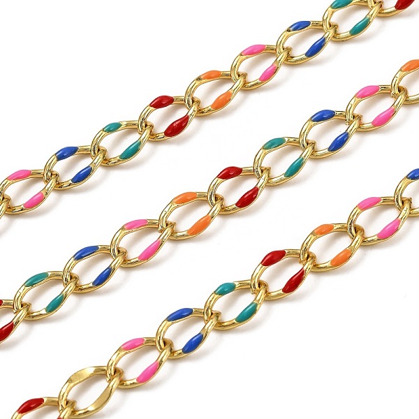 PandaHall Brass Curb Chains, with Enamel, Spool, Long-Lasting Plated, Soldered, Golden, Colorful, Link: 10.3x7x1.25mm Brass+Enamel
PandaHall Brass Curb Chains, with Enamel, Spool, Long-Lasting Plated, Soldered, Golden, Colorful, Link: 10.3x7x1.25mm Brass+Enamel