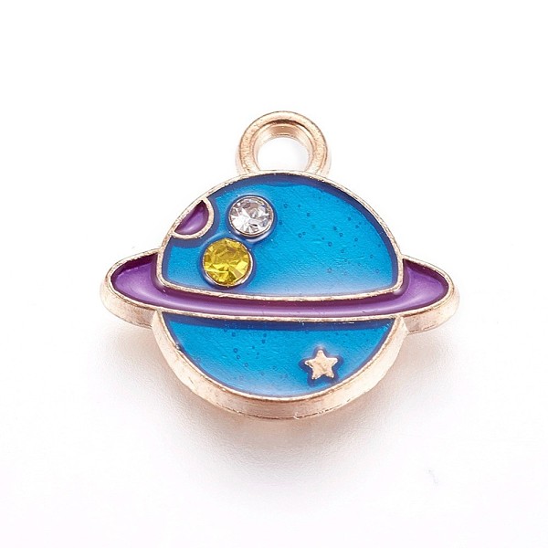 PandaHall Zinc Alloy Pendants, with Enamel and Rhinestone, Planet, Universe Space Charms, Light Gold, Dodger Blue, 13x14x2mm, Hole: 1.2mm...
PandaHall Zinc Alloy Pendants, with Enamel and Rhinestone, Planet, Universe Space Charms, Light Gold, Dodger Blue, 13x14x2mm, Hole: 1.2mm...