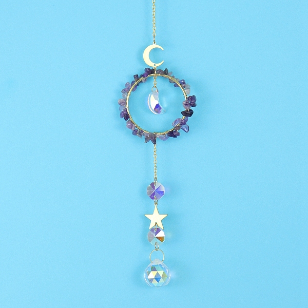 PandaHall Glass & Brass Pendant Decorations, Suncatchers, Rainbow Makers, with Chips Amethyst, for Home Decoration, 400mm Amethyst Flat...
PandaHall Glass & Brass Pendant Decorations, Suncatchers, Rainbow Makers, with Chips Amethyst, for Home Decoration, 400mm Amethyst Flat...