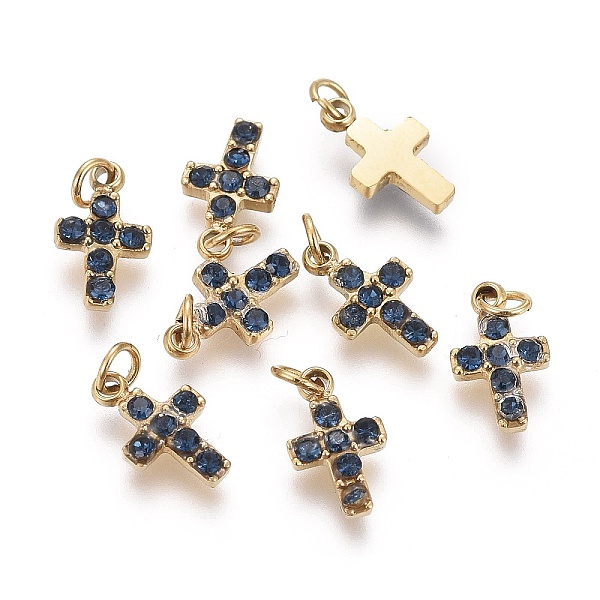 PandaHall 316 Surgical Stainless Steel Tiny Cross Charms, with Rhinestone and Jump Rings, Golden, Sapphire, 8.5x5x1.5mm, Hole: 1.6mm..., Blue
PandaHall 316 Surgical Stainless Steel Tiny Cross Charms, with Rhinestone and Jump Rings, Golden, Sapphire, 8.5x5x1.5mm, Hole: 1.6mm..., Blue