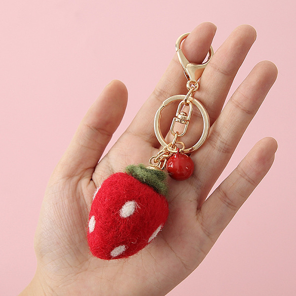 PandaHall Wool Felt Keychain, with Iron Key Rings & Lobster Claw Clasps & Bell, Strawberry Pattern, 14.5cm Wool Strawberry Red
PandaHall Wool Felt Keychain, with Iron Key Rings & Lobster Claw Clasps & Bell, Strawberry Pattern, 14.5cm Wool Strawberry Red