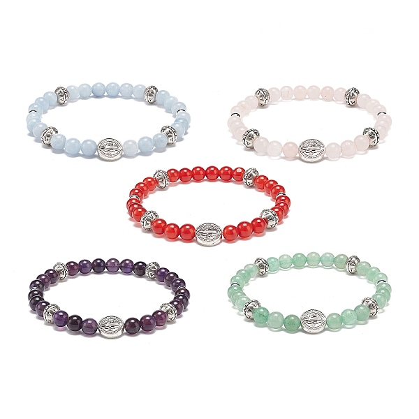 PandaHall 5Pcs 5 Style Natural Gemstone & Synthetic Hematite & Alloy Saint Benedict Beaded Stretch Bracelets Set for Women, Inner Diameter...
PandaHall 5Pcs 5 Style Natural Gemstone & Synthetic Hematite & Alloy Saint Benedict Beaded Stretch Bracelets Set for Women, Inner Diameter...