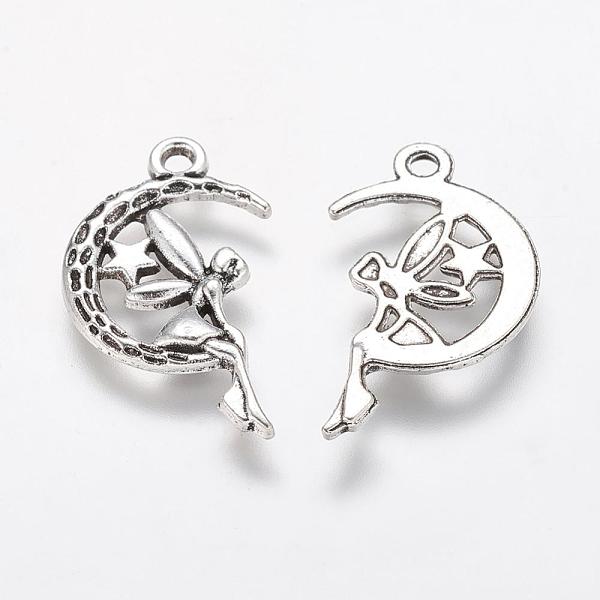 PandaHall Tibetan Style Alloy Moon with Fairy Pendants, Halloween, Cadmium Free & Lead Free, Antique Silver, 25.4x14x2mm, Hole: 2mm, about...
PandaHall Tibetan Style Alloy Moon with Fairy Pendants, Halloween, Cadmium Free & Lead Free, Antique Silver, 25.4x14x2mm, Hole: 2mm, about...